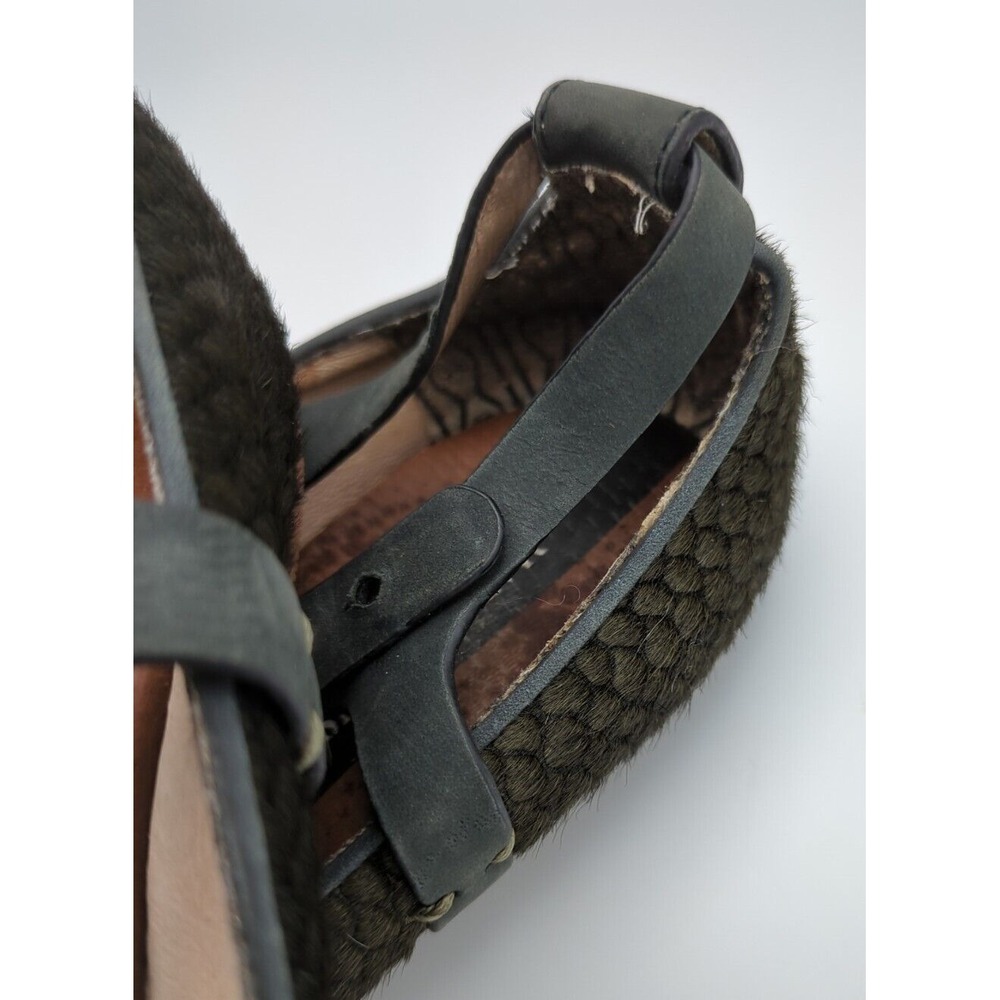 Anthropologie Matt Bernson Calf Hair Flats Womens 7.5 Black Textured Geometric - Picture 8 of 16